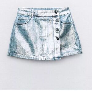 Zara Metallic Denim Skort